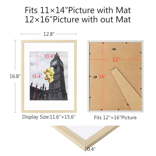 BSRHOME Picture Frame, Set of 6 12x16 Natural Wood, Poster Frame with Plexiglass, Tabletop & Wall Mount, Ideal Gift for An...
