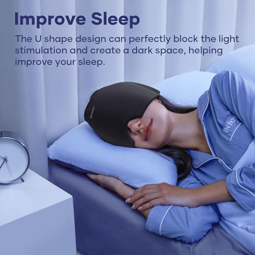 Qnoon Migraine Relief Cap, Headache Relief Cap Mask Products, Cooling Odorless Gel Ice Head Wrap for Tension, Stress,Hango...
