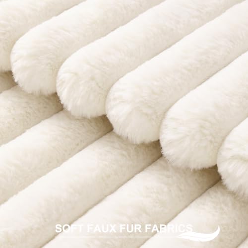 Pallene Faux Fur Plush Throw Pillow Covers 18x18 Set of 2, Luxury Soft Fluffy Striped Decorative Pillow Covers for Sofa, C...