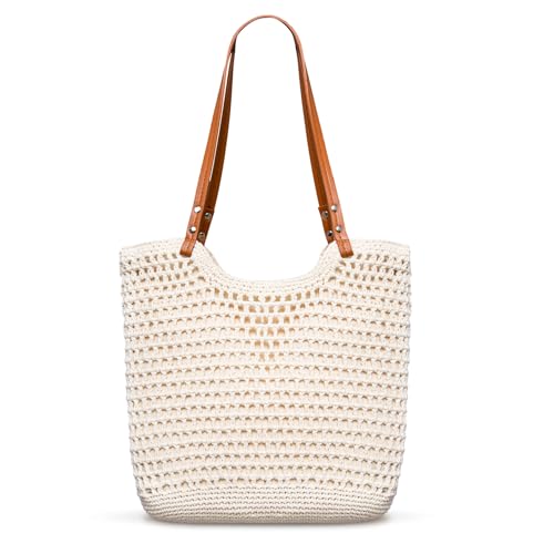 Toptime Crochet Beach Bags for Women, Woven Beach Tote Bag with Zipper & Leak-Proof Lining, Lightweight Boho Shoulder Bags...