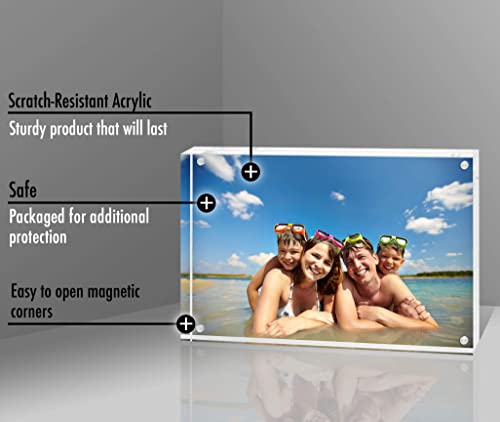Americanflat 8.5x11 Acrylic Picture Frame - Double Sided Frames with Magnetic Corners - Transparent Acrylic Frames for Des...