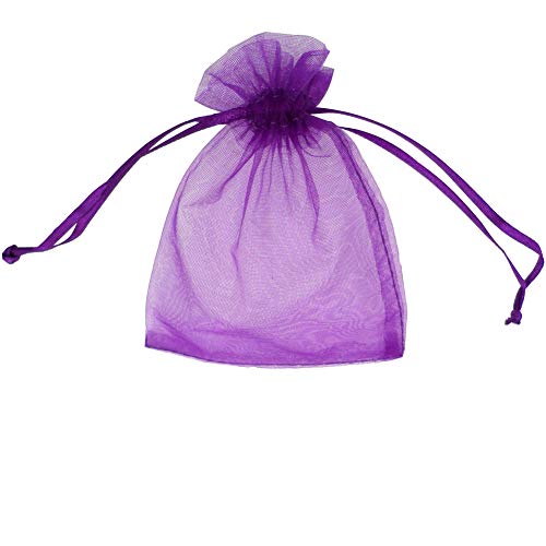 ATCG 50pcs 8x12 Inches Large Drawstring Organza Bags Decoration Festival Wedding Party Favor Makeup Pouches (Purple)