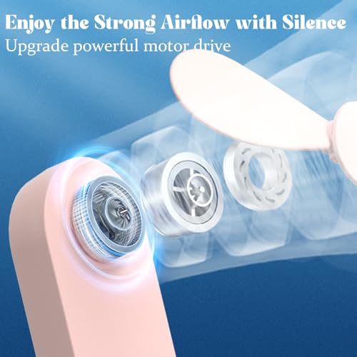 Lerat Portable Handheld Fan, 2 IN 1 Mini Hand Fan, Battery Operated [8-15 Working Hours], USB Rechargeable Personal Foldab...