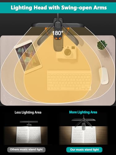 Vekkia 64 Led Rechargeable Music Stand Light - Folding Clip On Piano Lamp, Portable Professional with 5 Brightness×3 Color...