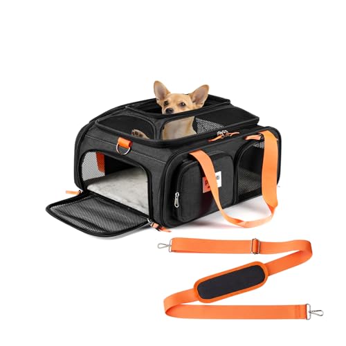 pidipiti 17x13x8 Frontier Allegiant Breeze Airlines Approved top Expandable pet Carrier for Extra-Small Dog/Small cat,Weig...