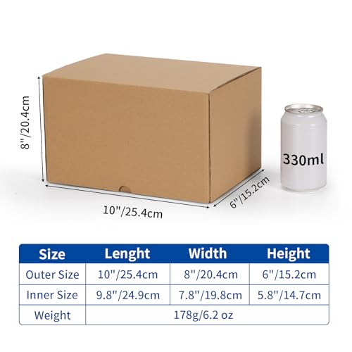 CRUGLA 10x8x6 Shipping Boxes, 15 Pack Brown Kraft Folding Mailer Boxes, 3-Ply Corrugated Cardboard Box Mailers for Small B...