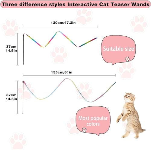 M JJYPET Cat Wand Toys Interactive Kitten Toys for Indoor Cats Colorful Teaser Wand String for Exercise Kitten Stick Kitty...