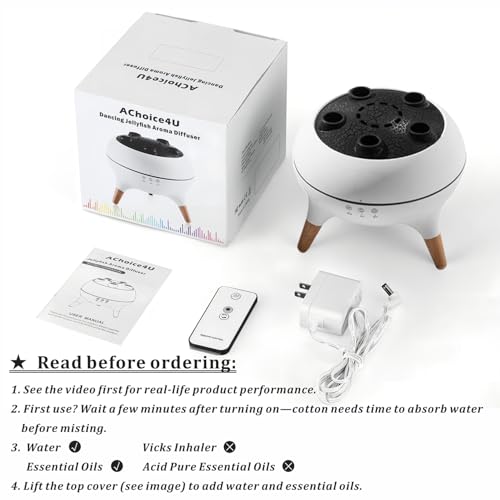 AChoice4U Essential Oil Diffuser 250ML Dancing Jellyfish Aromatherapy Diffuser Humidifier with 7 Colors LED Lights,Remote ...