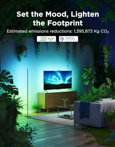 Govee RGBIC Floor Lamp Basic, 1000lm LED Corner Lamp Compatible with SmartThings, Alexa, and Matter, Modern Floor Lamp wit...