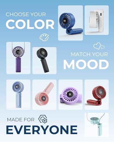 Peiyuu Handheld Portable Fan, 4000mAh USB Rechargeable Personal Fan, 180° Foldable Mini Desk Fan with 6 Wind Speed, LCD Di...