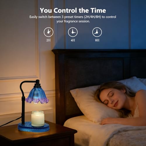 mzievesh Candle Warmer Lamp with Timer Dimmable, Adjustable Candle Warmer Lamp for Jar Candles 3-Wick, Flameless Smokeless...