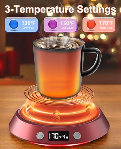 Kepwam Coffee Mug Warmer - 50W Electric Coffee Warmer for Desk 3 Temp Settings & 2-9 Timer Smart Cup Warmer for Desk Candl...