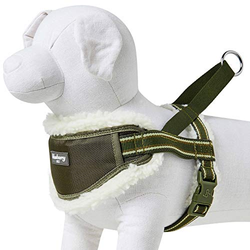 Blueberry Pet Soft & Comfy Multi-Colored Stripe Fleece Padded Chest Dog Harness, Chest Girth 16.5" - 21", Olive Green, Sma...
