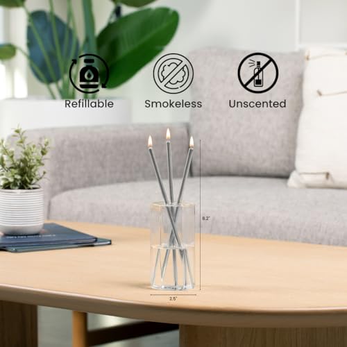Craftmont Refillable Candle Set - Unscented Paraffin Oil Candles Set with Metal Candlesticks, Glass Vase & Steel Funnel - ...