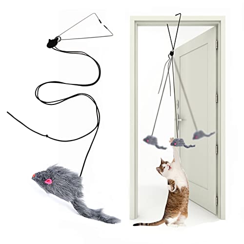 Kalimdor Interactive Cat Feather Toys,Retractable Teaser Toy ，Hanging Interactive Toys for Indoor Cats Kitten Play Chase E...