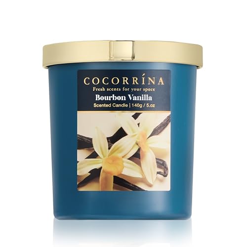 COCORRÍNA Fall Candles - Bourbon Vanilla 5 oz Soy Wax Scented Jar Candles for Home Scented, 31 Hours Burn Time, Aromathera...