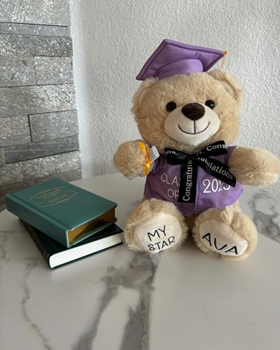 Printualist Personalized Graduation Teddy Bear Gift 2026 for Her Him, College, High School, 12 Inch - Cute Custom Beige Be...