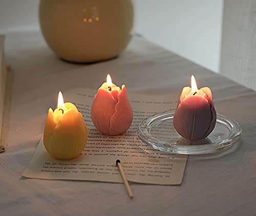 Tulip Flower Shaped Scented Candle,2 Pack Handmade Aroma Soy Wax Decorative Candle for Table Photo Prop Birthday Gift,Pref...