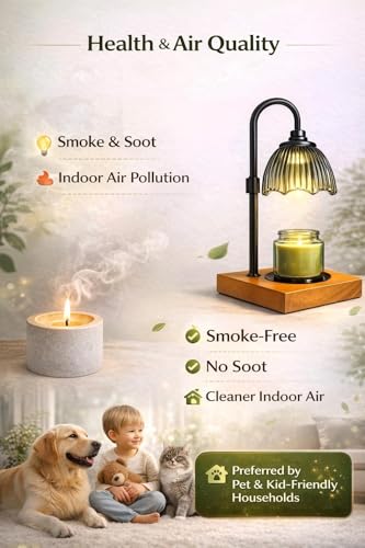 Candle Warmer Lamp, Candle Warmer for Jar Candles with Timer Dimmer & Adjustable Height, Flameless & Safe, Wood Base, 2 Bu...