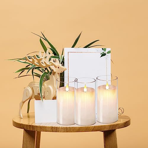 NICEME Flickering Flameless Candles with Remote Control Timer Unbreakable Acrylic Battery Operated LED Candles with Flicke...