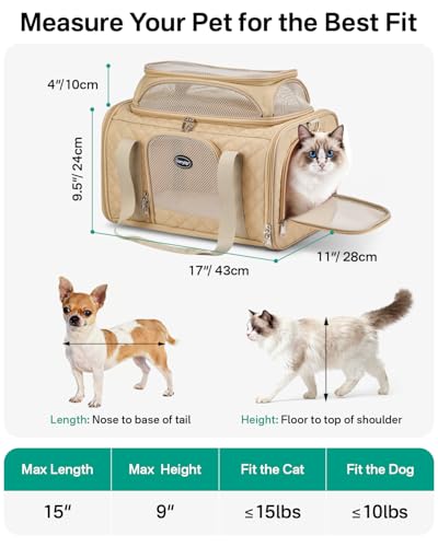 CarryTip Cat Carrier Airline Approved 17x11x9.5 Inches, Top Expandable Soft Sided Pet Travel Carrier for Cats & Small Dog...
