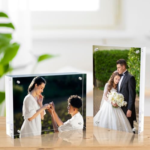 laapee 5x7 Inches Acrylic Picture Frames 1 Pack, Double Sided Magnetic Photo Frames,Free Standing on Desk or Table Clear P...