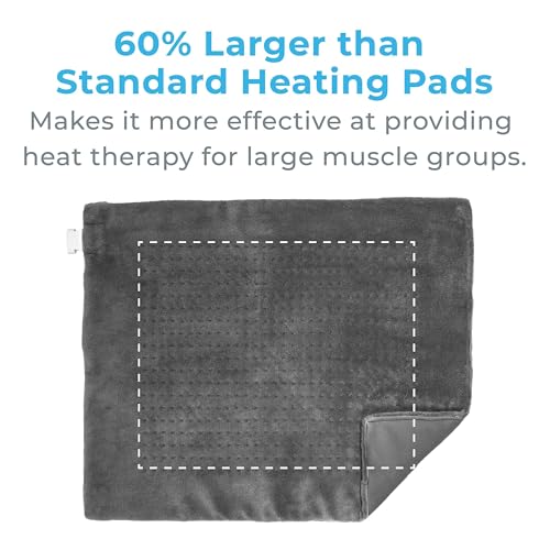 Pure Enrichment PureRelief Ultra-Wide Microplush Heating Pad - 20” x 24” XXL Size & 6 Heat Settings for Temporary Neck, Sh...