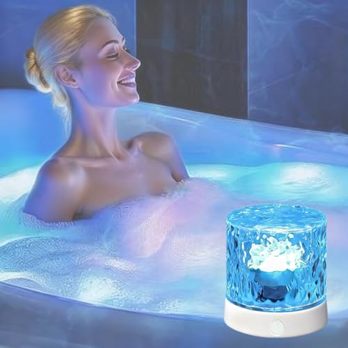 Rechargeable Shower Lights for Inside Shower-Ocean Wave Projector Light for Bathroom Bath Tub-Cordless LED Bathroom Lights...