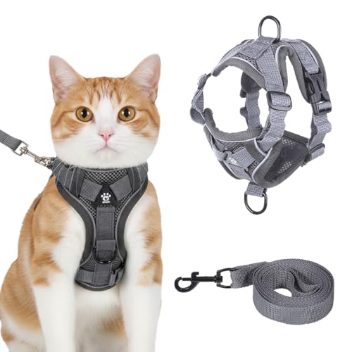Hadnves Cat Chest Harness and Leash Adjustable Mesh Cat Leash and Chest Harness Set Soft Breathable Anti Escape Vest Harne...