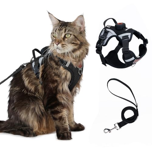 Cat Harness Leash Set with AirTag Holder, Upgraded Escape Proof Vest with Lead for Small Cat Kitten Puppy Small Dog Outdoo...