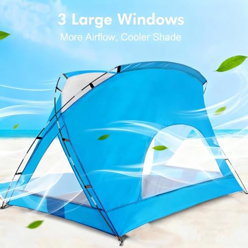 Beach Tent, Portable Sun Shelter for 2/3/4/6-8 Person with UPF 50+ UV Protection, Easy Setup Waterproof Beach Shade Canopy...