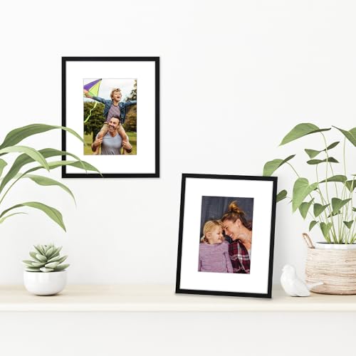 Americanflat 8x10 Picture Frame with Shatter-Resistant Glass - Use as 5x7 Frame with Mat or Display 8x10 Photo Without Mat...