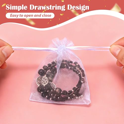 3 Size Organza Bags, 60 Pcs White Mesh Drawstring Gift Bags, Jewelry Pouches for Party Festival Candy Wedding Favors Chris...
