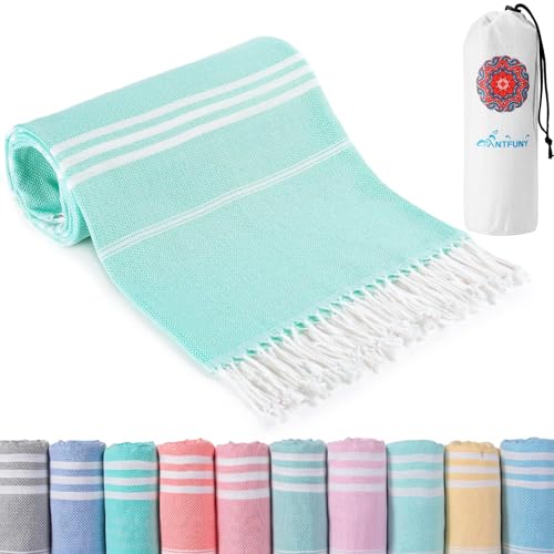 Antfuny Turkish Beach Towels Vacation Essentials Quick Dry Sand Free Oversized Bath Pool Swim Towel Extra Large XL Blanket...