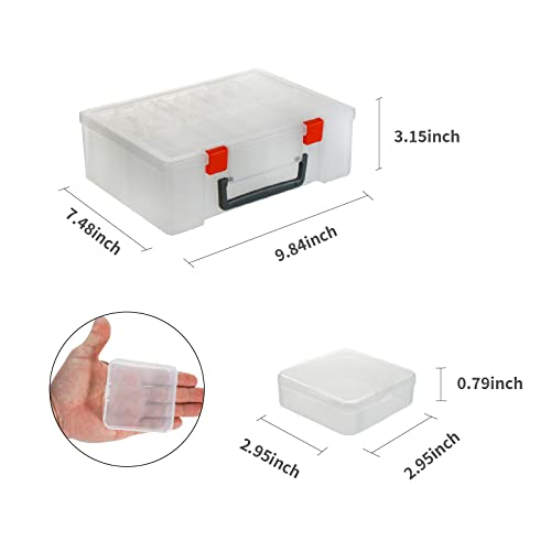 Letken 18 Pieces Small Plastic Craft 0rganizers and Storage, Transparent Box with Hinged Lid for Storage of Jewelry, Diamo...