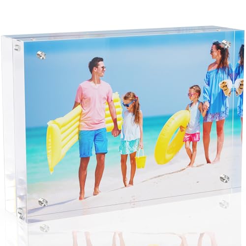 laapee 5x7 Inches Acrylic Picture Frames 1 Pack, Double Sided Magnetic Photo Frames,Free Standing on Desk or Table Clear P...