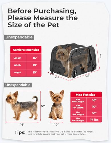 KEMIMOTO Motorcycle Dog Carrier Expandable, Airline Approved Pet Carrier Shoulder for Small Dogs & Cats Under 17 lbs, 18x1...