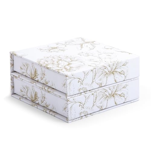 Sorarto Luxury Keepsake Gift Boxes with Magnetic Lids (2 Pack) - Rigid 4x4 Boutique Box for Handkerchiefs, Jewelry & Brida...