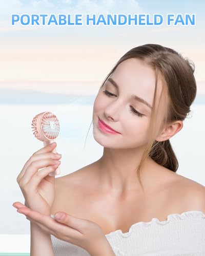 Handheld Fan, Portable Mini Fan 3 Speeds, 1800mAh Personal Small Hand Fans Battery Operated for Makeup Eyelash, USB Rechar...