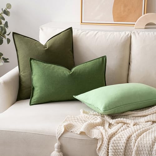 MIULEE 24x24 Inch Pack of 2 Decorative Linen Pillow Covers Boho Farmhouse Modern Soft Accent Euro Shams Throw Pillows for ...