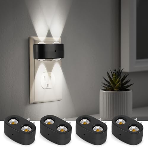 SETEN 4-Pack LED Night Lights Plug into Wall, 5000K Daylight 100LM, Auto On/Off Light Sensor, Rotating Ambient Lighting fo...