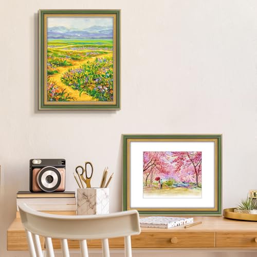 Golden State Art,11x14 Ornate Picture Frame for 8x10 Photo with Mat or 11 x 14 Prints without Mat,Real Glass Wall Display(...