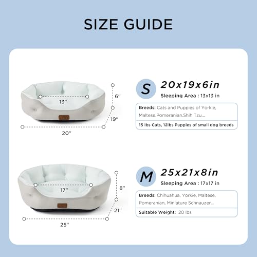 Bedsure Cooling Dog Beds for Small Dogs - Round Cat Beds for Indoor Cats, Washable Pet Bed for Puppy and Kitten with Slip-...