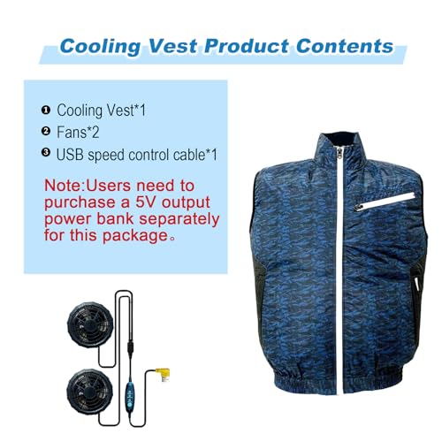Cooling Vest for Men and Women with Air Conditioning Fans，Water-resistant Surface Lightweight Quick Dry with UV Protection
