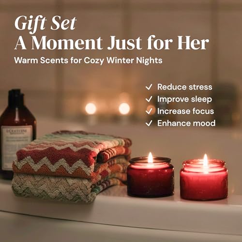 ADELEGOURDAIN Aromatherapy Scented Gift Set - 4 Soy Wax Candles & 2 Fragrance Sachets - Calming Jasmine, Bergamot, Berry &...