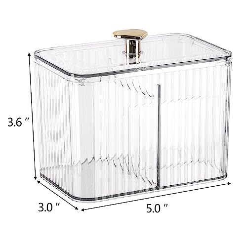 Tbestmax Qtip Holder Dispenser 3-Section Clear Bathroom Organizer Jar 3 Grids Cotton Swab/Pad/Ball Holder Container Cosmet...