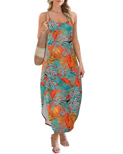 WIHOLL Women's Maxi Dresses for Women Casual Long Summer Sun Dresses 2026 Spaghetti Strap Hawaiian Vacation Outfits for Women