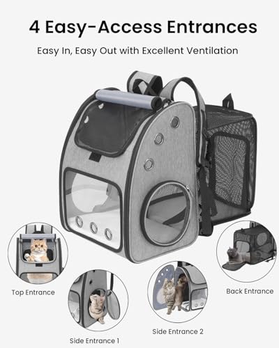 COVONO Expandable Cat Backpack Carrier, Airline Approved Pet Carrier for Cats & Small Dogs, Breathable Mesh, Bubble Windo...