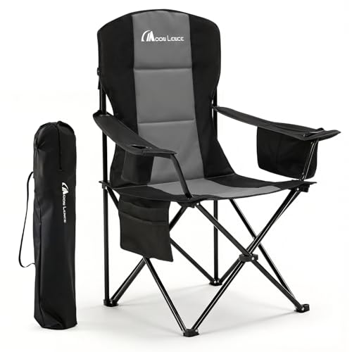 MOON LENCE Heavy Duty Camping Chair, 450LBS Capacity Folding Chair with Cup Holder & Cooler Bag, Portable Outdoor Chair fo...