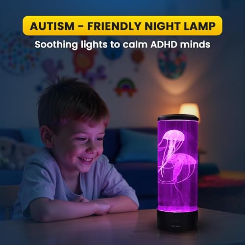 Brewish Jellyfish Lamp, 16 Color Options, 4 Mode Lifelike Jellyfish Aquarium, Auto Shutdown, Remote Control Electric Jelly...